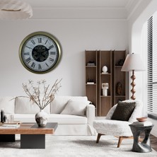 Zentime Vintage Atlas Tasarım 60 cm Çarklı Duvar Saati