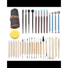 İğne İzi Seramik & Kil Modelleme Seti 36 Parça – Seramik Hamuru, Heykel Şekillendirme Oyma Aletleri Çantalı