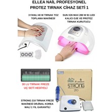 Strong Protez Tırnak Cihaz Seti 210 Freze Cihazı & 3 Motorlu Tırnak Toz Toplama & Sun X26 Max Uv 81 LED