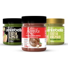 Antebella 3'lü Premium Paket (Antep Fıstığı Ezmesi, Antep
Fıstığı Kreması, Fındık Kreması)