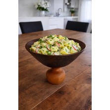 Justwood Ligna Melamin Ahşap Rölyefli 19 cm Nar Ayaklı Salata Tabağı, Servis Tabağı, Çukur Kase