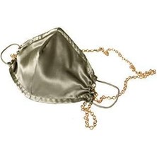 Liora Of Silk %100 Ipek Fıstık Yeşili Ağız Maskesi Zincir Detaylı