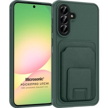 Microsonic Samsung Galaxy A56 Kılıf Pocketpro Litchi Koyu Yeşil