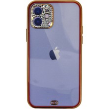 İlk El Grup  Iphone 12 Kılıf Liva Taşlı Silikon - Kırmızı