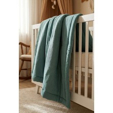Hamur Pamuklu Müslin Yenidoğan Bebek Yorganı Yumuşak Çocuk Battaniyesi Yeşil