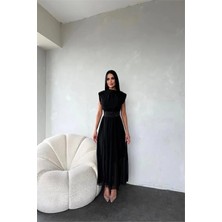 Dip Moda Dipmoda kadın kuşağı taş detaylı midi şifon elbise DPMY3509