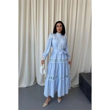 Dip Moda Dipmoda Kadın Uzun Dantel Detaylı Tasarım Elbise DPMS42110