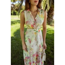 Dip Moda Kadın çiçek desenli yazlık elbise DPMY3788