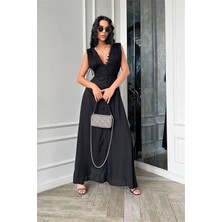 Dip Moda Kadın kalın askılı düğmeli tasarım elbise DPEMP2774