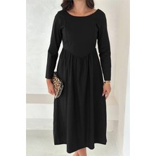 Dip Moda Kadın uzun kollu sırt detaylı basic elbise DPK4311