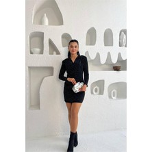 Dip Moda Kadın ışıltılı vatkalı mini elbise DPMY3835