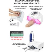 Ellea Nail Protez Tırnak Cihaz Seti Strong B135 Freze Cihazı & 3 Motorlu Tırnak Toz Toplama & Sun X26 Uv 81 LED