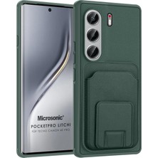Microsonic Tecno Camon 40 Pro Kılıf Pocketpro Litchi Koyu Yeşil