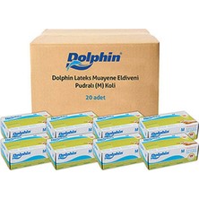 Dolphin Pudralı Lateks Muayene Eldiveni M Beden 100 Adet x 20 Paket - MDR - Koli