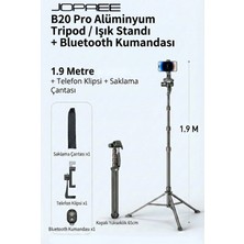 Jopree B20 Pro Alüminyum Tripod / Işık Standı 190 cm Maksimum Uzunluk- Telefon Tutucu+Çanta+Kumanda