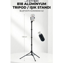 Jopree B18 Alüminyum Tripod / Işık Standı 180 cm Maksimum Uzunluk-Telefon Tutucu+Çanta+Kumanda