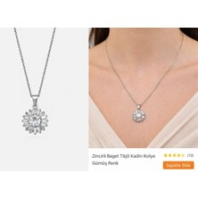 Stainless Steel 316L Çelik Baget Taşlı Güneş Kolye – Zirkon Taşlı Işıltılı Sunburst Model