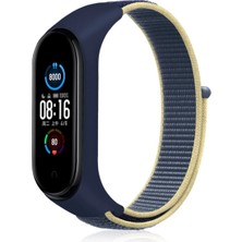 İlk El Grup  Xiamoı Mi Band 4 Hasırlı Cırtcırtlı Kordon - Sarı-Lacivert