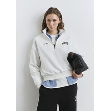 Mavi Mavi Logo Baskılı Yarı Fermuarlı Ekru Sweatshirt 1S10373-70057