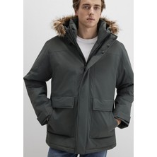 Mavi Kapüşonlu Yeşil Parka 0110472-71598