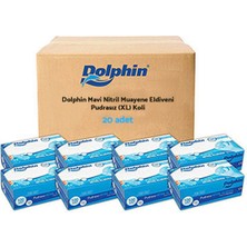Dolphin Mavi Nitril Eldiven Pudrasız (XL) 20 PK x 100 Adet (Koli)