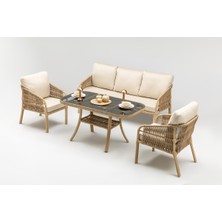 Gardemo Vizyon Bahçe Mobilyası 3+1+1+Orta Sehpa Rattan Bahçe Takımı Teras Bahçe Balkon Mobilyas