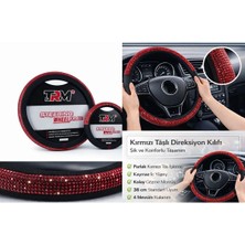 Paspro Otomotiv Kırmızı Taşlı Direksiyon Kılıfı -38 cm - Şık Konforlu Tasarım