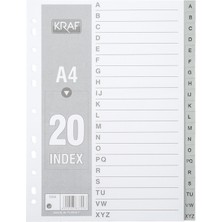 KRAF A-Z Seperatör Dosya Ayracı 20 Parça A4 Ölçülerle Belgelerinizi Kolayca Sınıflandırın
