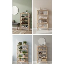 CNRWOOD Doğal Ahşap 4 Katlı Ayakkabılık