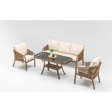 Gardemo Vizyon Bahçe Mobilyası 3+1+1+Orta Sehpa Rattan Bahçe Takımı Teras Bahçe Balkon Mobilyas