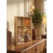 Formare Bambu Kapaklı Çerezlik & Kahvaltılık Organizer – 6 Bölmeli Kapaklı Saklama Kutusu