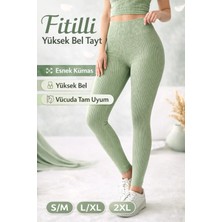 Süsen Lingerie Kadın Yüksek Bel Fitilli Tayt, Kadın Yeşil Yüksek Bel Tayt