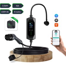 Cks Enerji Taşınabilir Elektrikli Araç Şarj Cihazı 16A 3,5kw Monofaze 8 Metre Kablo (Türkçe Menü) YERLİ ÜRETİM