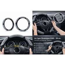 Paspro Otomotiv Gri Spor Direksiyon Kılıfı - 38CM Konforlu ve Kaymaz Tasarım