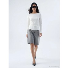 LC Waikiki Ekru Bisiklet Yaka Büzgülü Bluz