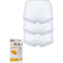 BSM 3'lü Kadın Beyaz Modal Toparlayıcı Yumuşak Nefes Alabilen Batokom Külot Beyaz Xl