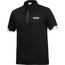 Sparco Fermuarlı Polo Yaka Erkek Tişört Siyah M