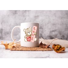 Love Yazılı Ayıcık Tasarımlı Kupa Bardak | Sevgiliye Şirin Hediye