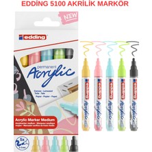 Edding 5100 Akrilik Markör Pastel 5’li Set – Yumuşak Tonlar, Çok Yüzeyli Kullanım