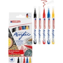 Edding 5300 Akrilik Boyama Markör 5’li Set – Canlı Renkler ve Kalıcı Boyama