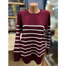 TCR Kadın Triko Oversize Yuvarlak Yaka Çizgili Kazak