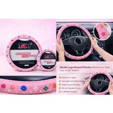 Paspro Otomotiv Logo Desenli Pembe Direksiyon Kılıfı -38 cm - Spor Şık Tasarım