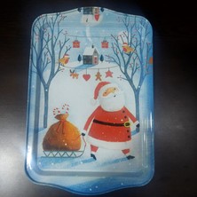 Es Dekor Yeni Yıl Büyük Metal Tepsi 33X22CM Merry Christmas Noel