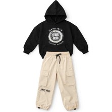 H&Y 44148 Invicible Baskılı Erkek Çocuk Spor Kapüşonlu 2li Takım