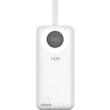 Linktech P223 30000 Mah 22.5W LED Ekranlı Type-C + Lightning Sabit Kablolu Powerbank