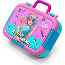 Coral High Kids Pembe Turkuaz K-Pop Desenli Paslanmaz Çelik Beslenme Kabı 39316