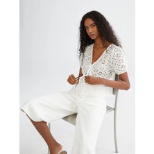 LC Waikiki Ekru V Yaka Ajurlu Brode Buz