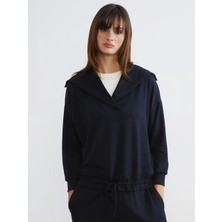 LC Waikiki Lacivert Şal Yaka Bağcıklı Bluz