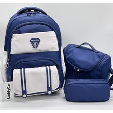 LaddyCo Ilk Okul Çantası 3'lü Set Lacivert-Gri Erkek Çocuk Ilkokul Çantası 8020