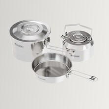 Orcamp OUT-1160 Ironchef Çelik Kamp Mutfak Seti ( Tencere - Tava -Çaydanlık )